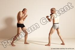 Underwear Martial art Man - Man White Moving poses Slim Short Blond Dynamic poses Academic